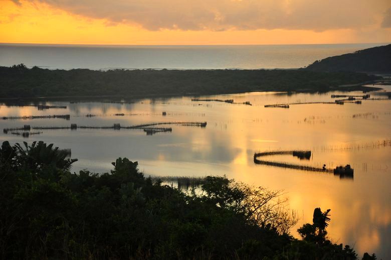 Sunset over Kosi Bay fish traps